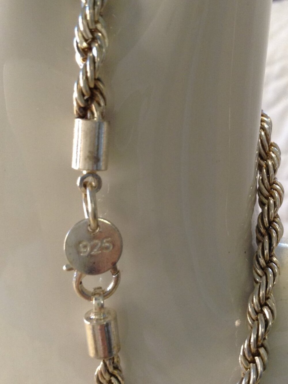NWOT 925 Sterling Silver 8" rope bracelet Plain charm Pretty Fairycore Versatile - Picture 3 of 3